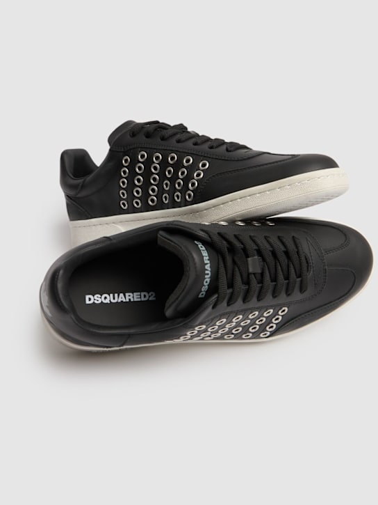 Dsquared2: Low leather sneakers - Black - men_4 | Luisa Via Roma