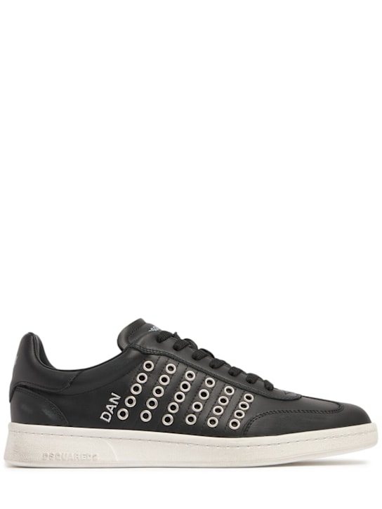 Dsquared2: Low leather sneakers - Black - men_0 | Luisa Via Roma