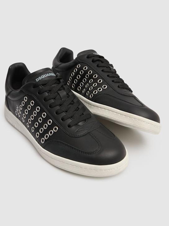 Dsquared2: Low leather sneakers - Black - men_2 | Luisa Via Roma