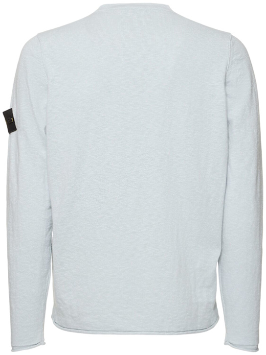 Stone Island: Crewneck cotton sweater - Sky Blue - men_3 | Luisa Via Roma