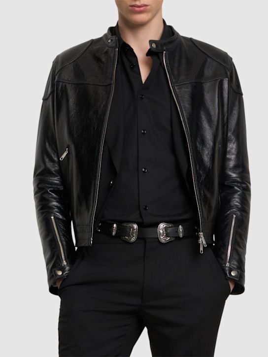 Dsquared2: Leather buckle belt - Black - men_1 | Luisa Via Roma