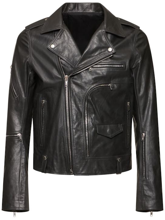 Rick Owens: Bauhaus stoges leather jacket - Black - men_0 | Luisa Via Roma