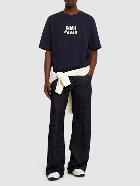 AMI Paris: Cotton logo t-shirt - men_1 | Luisa Via Roma