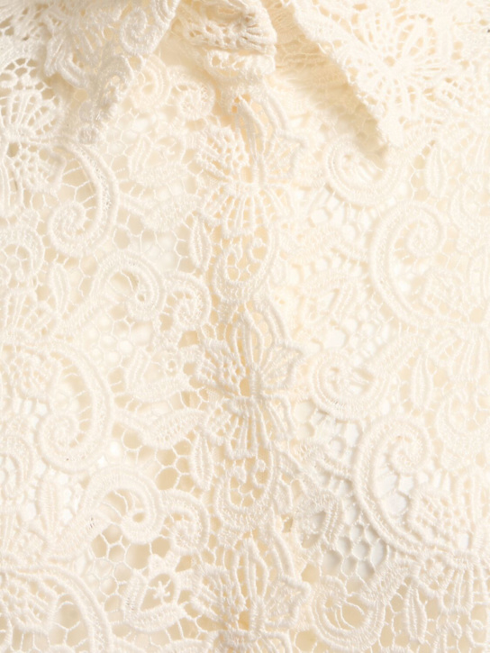 Ermanno Scervino: Cotton blend lace long sleeve shirt - White - women_4 | Luisa Via Roma