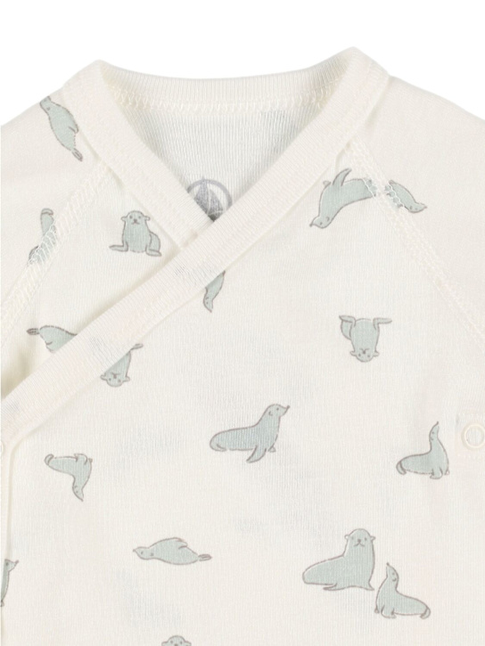 Petit Bateau: Set of 3 printed cotton bodysuits - White/Yellow - kids-girls_1 | Luisa Via Roma