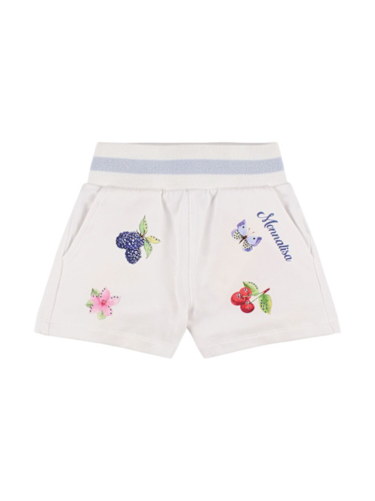 Monnalisa: Shorts in felpa stampata - Bianco - kids-girls_0 | Luisa Via Roma