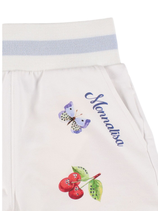 Monnalisa: Shorts in felpa stampata - Bianco - kids-girls_1 | Luisa Via Roma