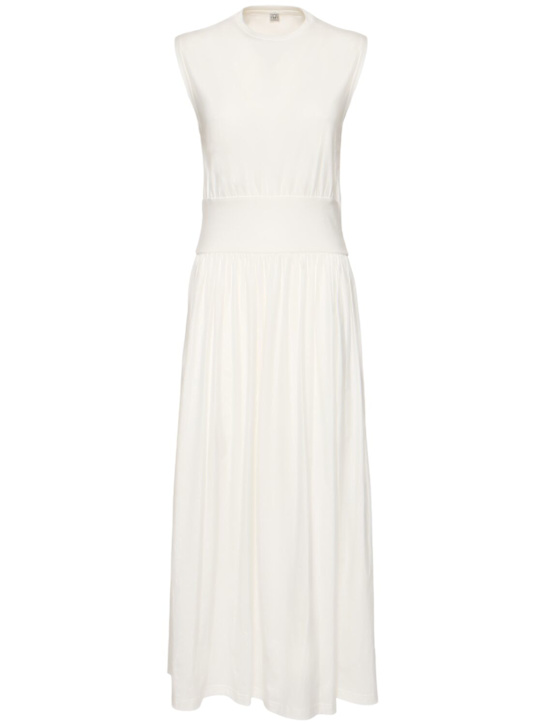 Toteme: Sleeveless cotton long dress - Off White - women_0 | Luisa Via Roma