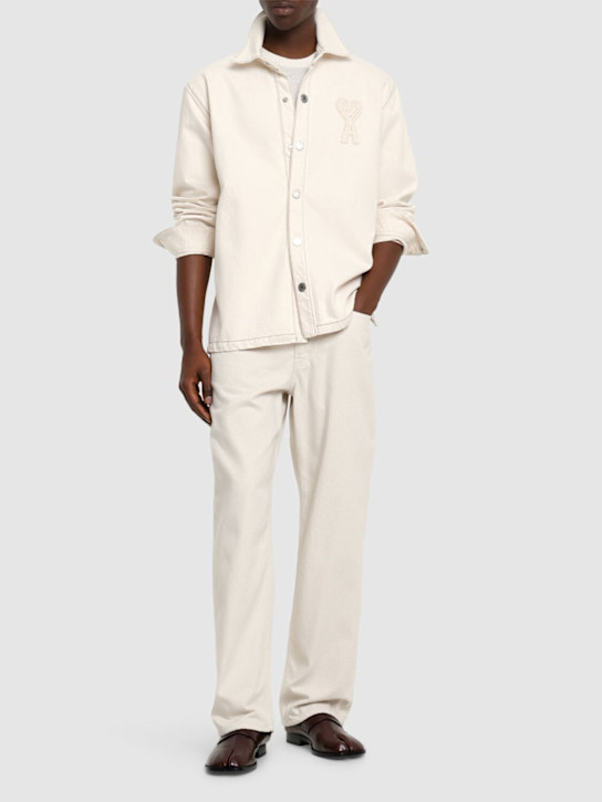 AMI Paris: ADC logo cotton denim overshirt - men_1 | Luisa Via Roma