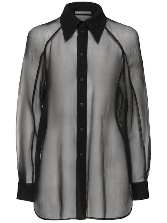 Alberta Ferretti: Sheer silk chiffon shirt - women_0 | Luisa Via Roma