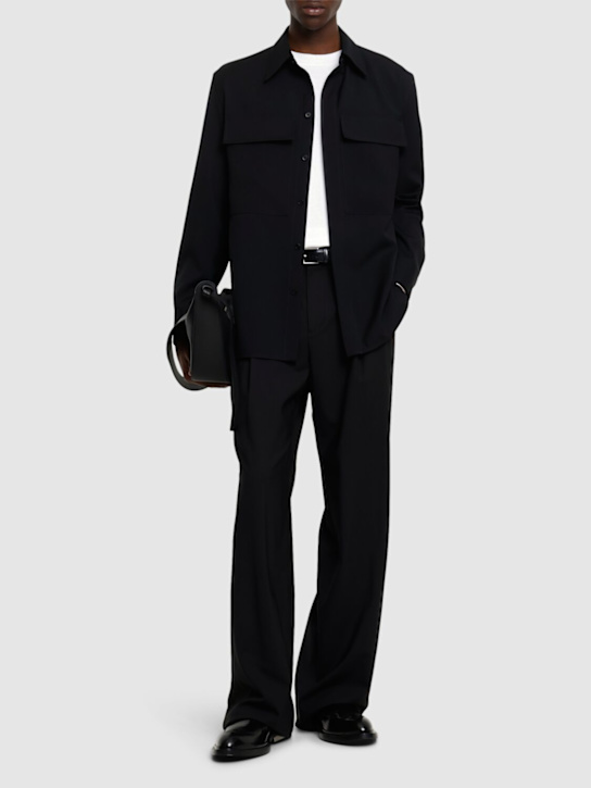 Jil Sander: Wool gabardine overshirt - Black - men_1 | Luisa Via Roma