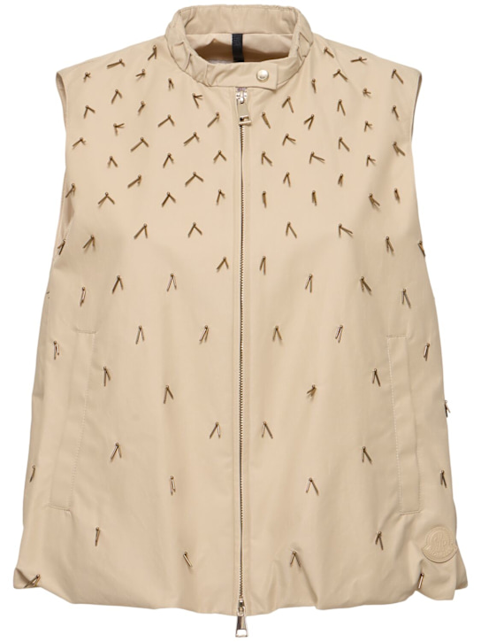 Moncler: Gruilly beaded cotton blend vest - women_0 | Luisa Via Roma
