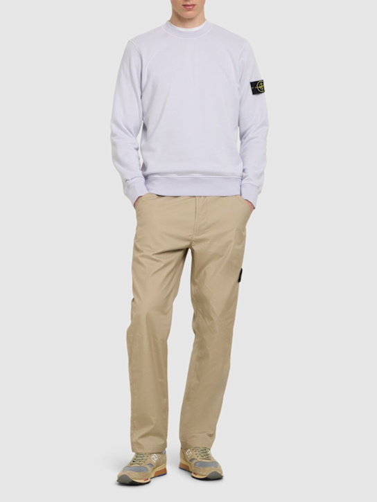 Stone Island: Crewneck cotton sweatshirt - Lilac - men_1 | Luisa Via Roma