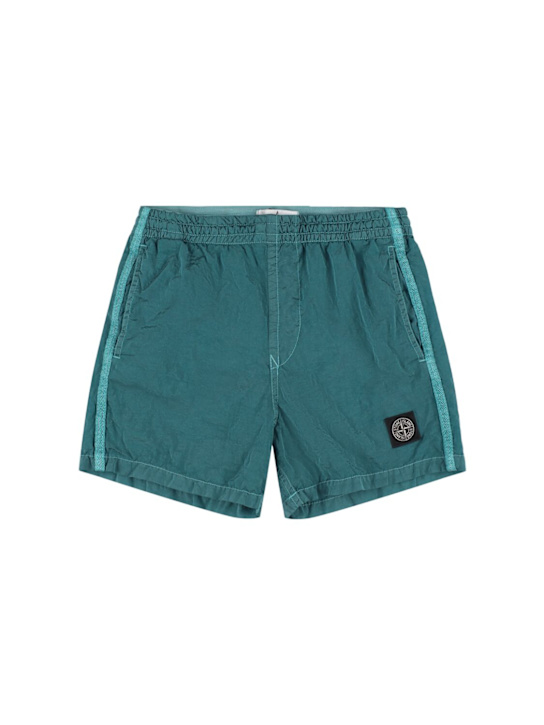 Stone Island Junior: Nylon swim shorts - Light Blue - kids-boys_0 | Luisa Via Roma