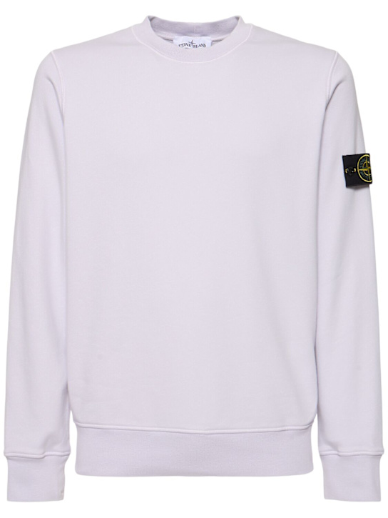 Stone Island: Crewneck cotton sweatshirt - Lilac - men_0 | Luisa Via Roma