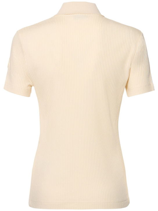 Moncler: Cotton blend polo shirt - White - women_3 | Luisa Via Roma