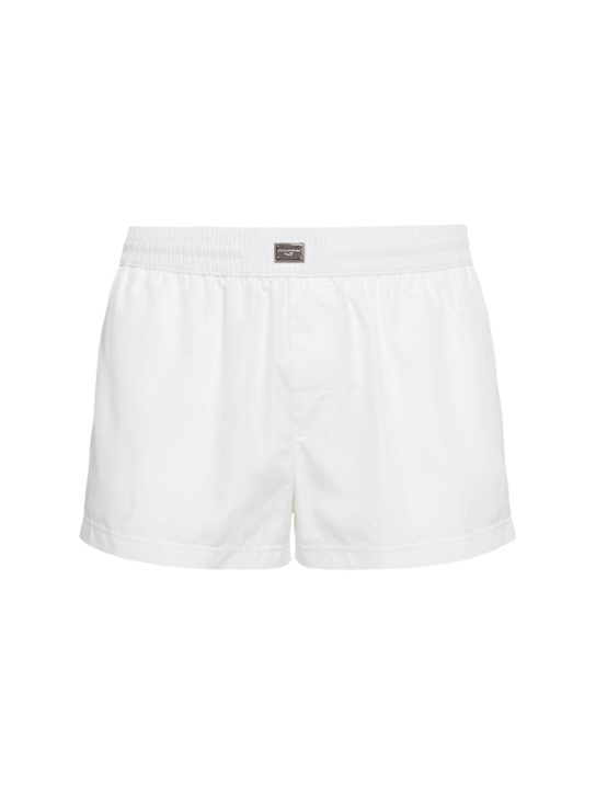 Dolce&Gabbana: Logo plaque bathing suit - White - men_0 | Luisa Via Roma