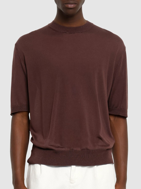 Laneus: Knitted t-shirt - Cioccolato/Choc - men_2 | Luisa Via Roma