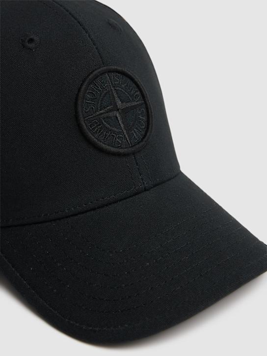 Stone Island Junior: Cotton canvas baseball hat w/logo - Black - kids-boys_1 | Luisa Via Roma