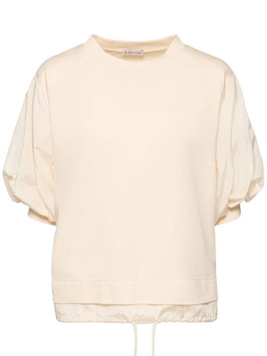 Moncler: Puff sleeve cotton t-shirt - women_0 | Luisa Via Roma