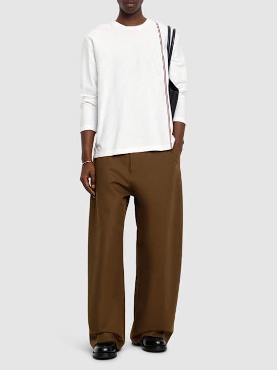 Thom Browne: Oversized cotton long sleeved t-shirt - men_1 | Luisa Via Roma