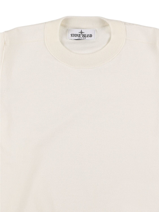 Stone Island Junior: Sweat-shirt en jersey de coton à col rond - Blanc - kids-boys_1 | Luisa Via Roma