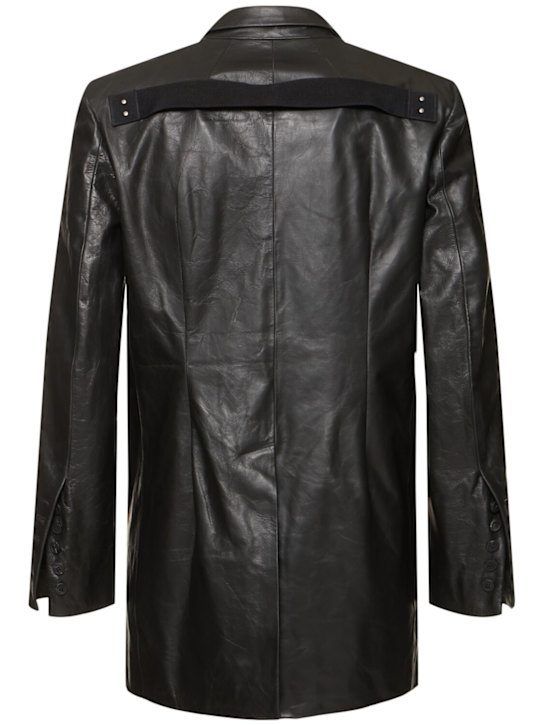 Rick Owens: Lido leather jacket - Black - men_3 | Luisa Via Roma