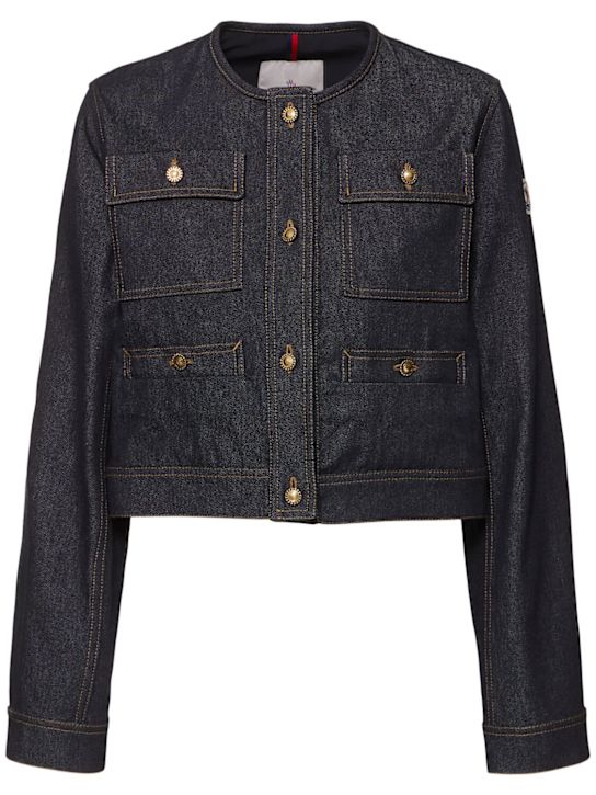 Moncler: Tencin cotton blend denim jacket - Denim - women_0 | Luisa Via Roma