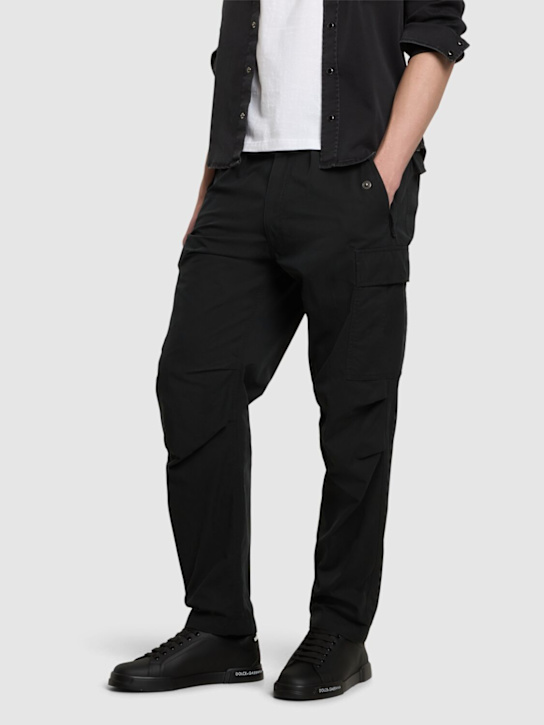Dolce&Gabbana: Logo leather low sneakers - Nero/Nero - men_1 | Luisa Via Roma