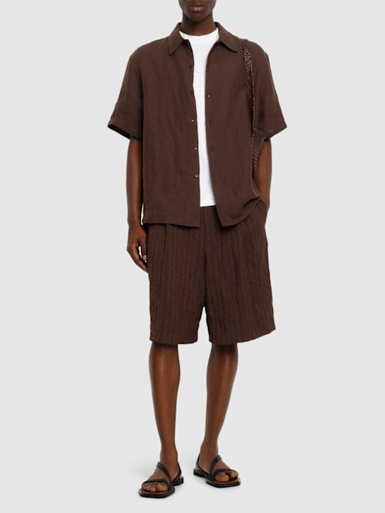 Commas: Short sleeve linen shirt - men_1 | Luisa Via Roma