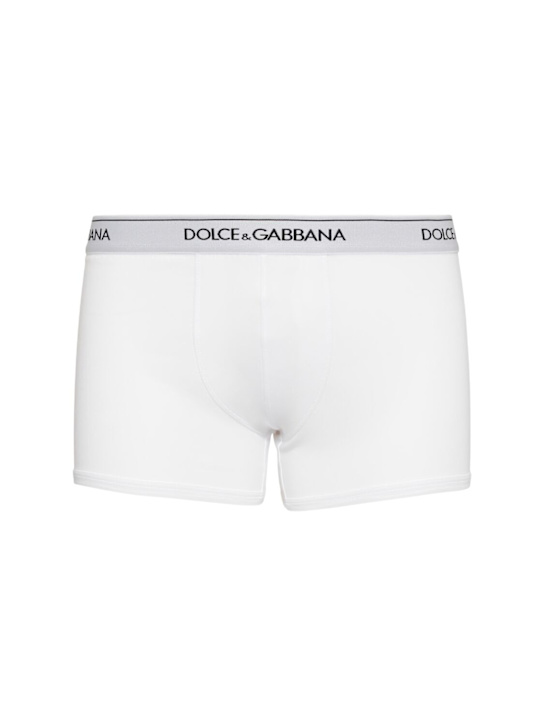 Dolce&Gabbana: SET: 2 BOXER AUS BAUMWOLLE MIT LOGO - Weiß - men_0 | Luisa Via Roma