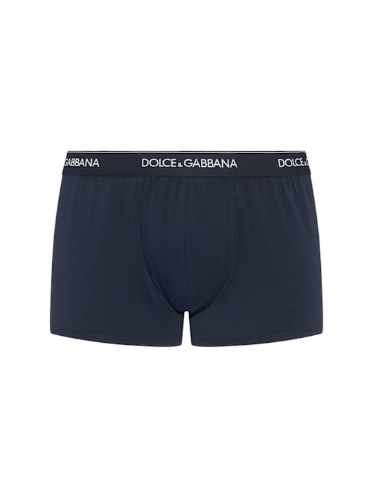 Dolce&Gabbana: SET: 2 BOXER AUS BAUMWOLLE MIT LOGO - Dunkelblau - men_0 | Luisa Via Roma