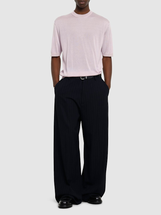 Laneus: Knitted t-shirt - Lilla/Lilac - men_1 | Luisa Via Roma