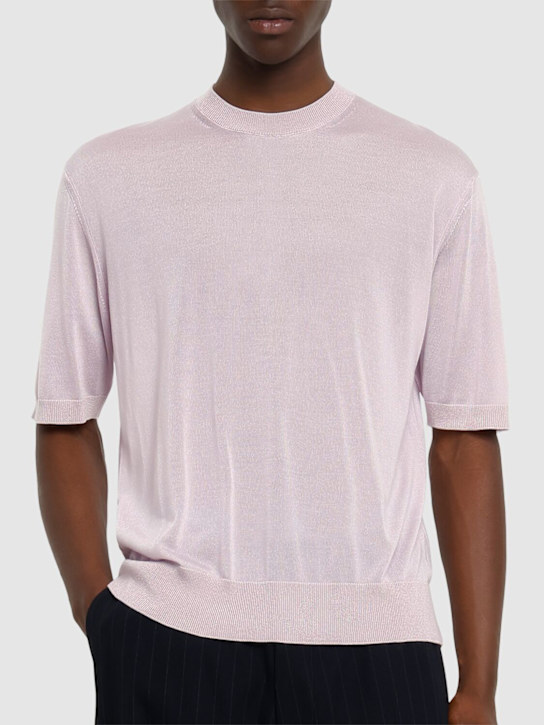 Laneus: Knitted t-shirt - Lilla/Lilac - men_2 | Luisa Via Roma