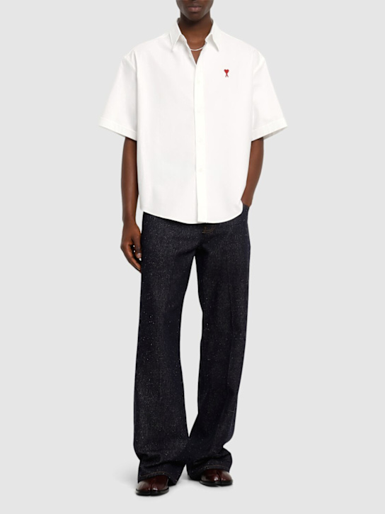 AMI Paris: Boxy cotton short sleeve shirt - men_1 | Luisa Via Roma