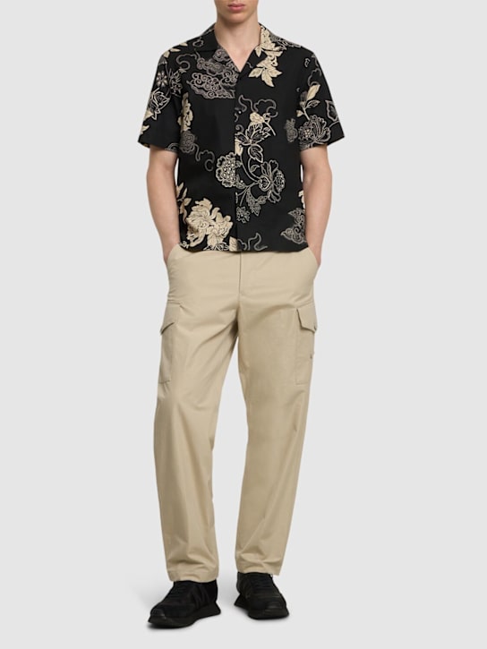Moncler: Floral print cotton shirt - men_1 | Luisa Via Roma
