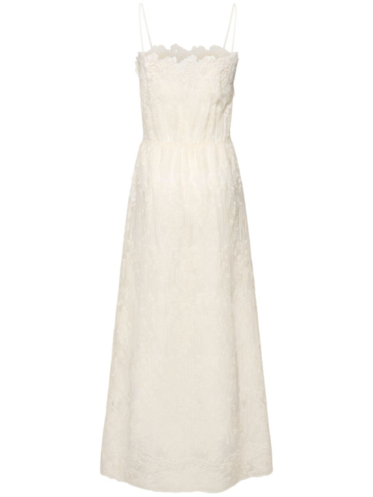 Ermanno Scervino: Vestido largo de encaje de algodón - Blanco - women_3 | Luisa Via Roma
