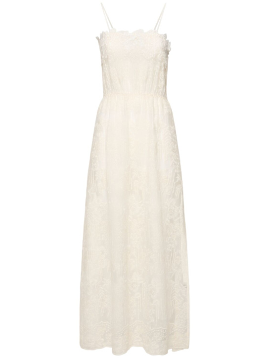 Ermanno Scervino: Vestido largo de encaje de algodón - Blanco - women_0 | Luisa Via Roma