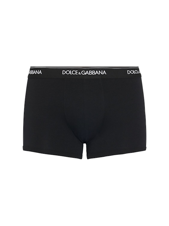 Dolce&Gabbana: Pack of 2 logo cotton boxer briefs - Black - men_0 | Luisa Via Roma