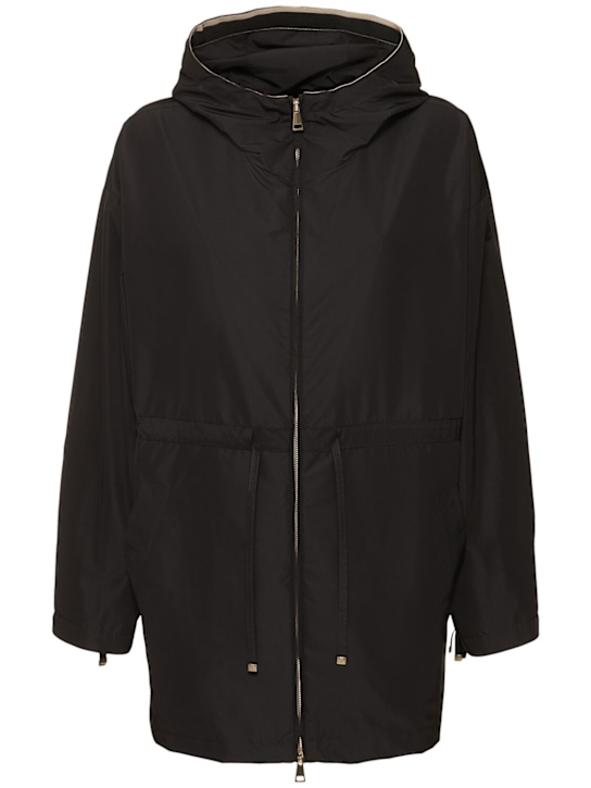 Moncler: Saverne long tech parka - women_0 | Luisa Via Roma
