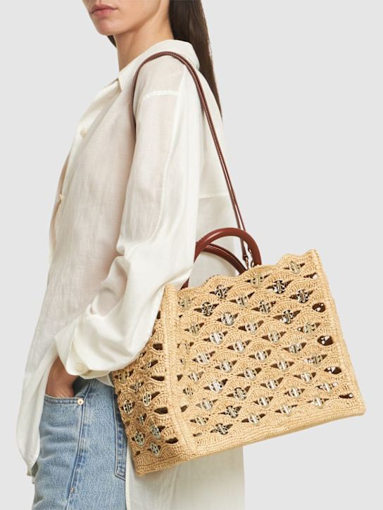 Rabanne: Embroidered raffia tote bag - women_2 | Luisa Via Roma