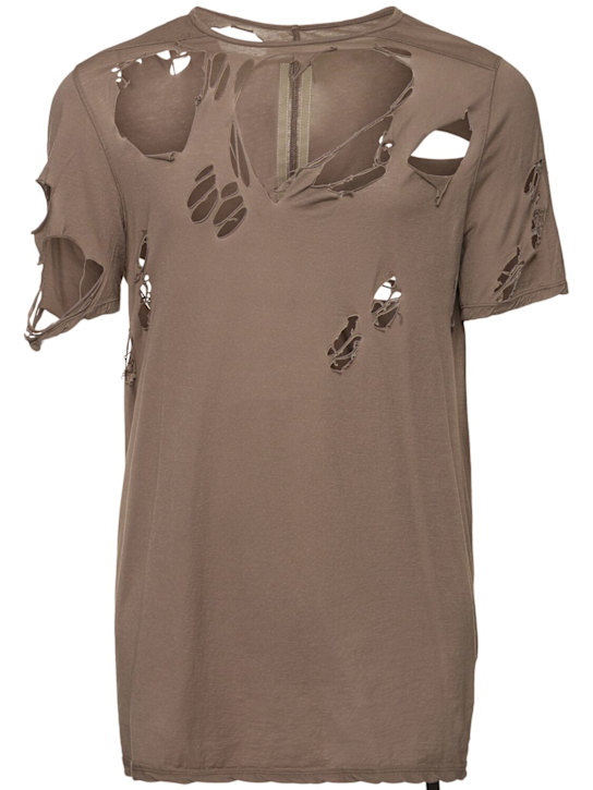 Rick Owens DRKSHDW: Level T distressed t-shirt - Dust - men_0 | Luisa Via Roma
