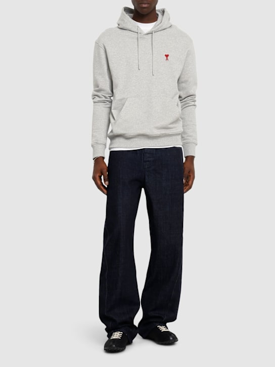 AMI Paris: ADC cotton hoodie - Heather Grey - men_1 | Luisa Via Roma