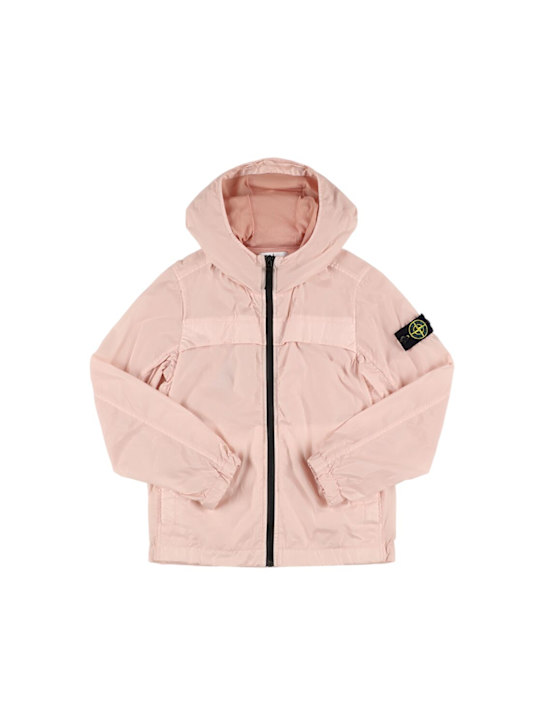 Stone Island Junior: フーデッドナイロンウインドブレーカー - ピンク - kids-girls_0 | Luisa Via Roma