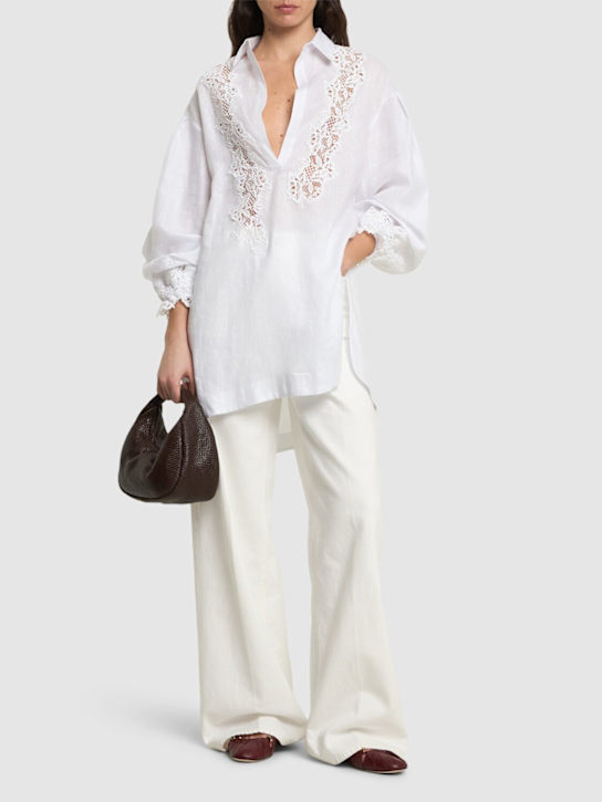 Ermanno Scervino: Linen kaftan w/ lace details - women_1 | Luisa Via Roma
