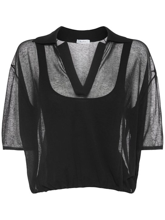 Max Mara: Vespa cotton & nylon short sleeved top - women_0 | Luisa Via Roma