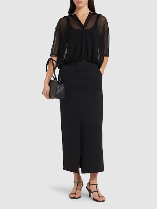Max Mara: Elea neoprene long skirt - women_1 | Luisa Via Roma