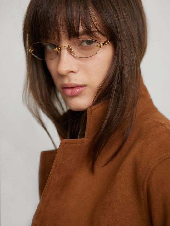 Miu Miu: Regard round metal sunglasses - Gold/Clear Blue - women_1 | Luisa Via Roma