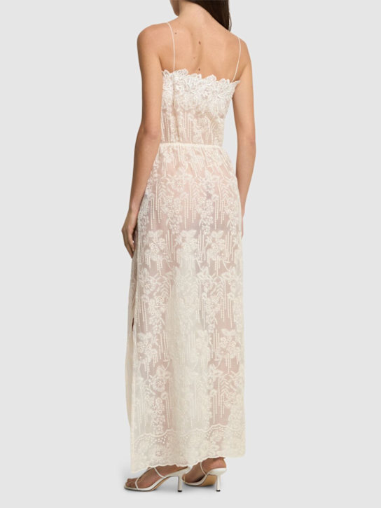 Ermanno Scervino: Vestido largo de encaje de algodón - Blanco - women_2 | Luisa Via Roma