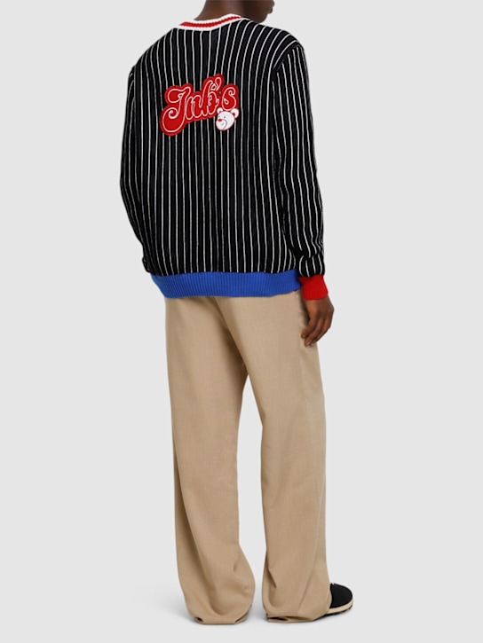 InBetweeners: Unisex striped cotton cardigan - Nero/Black - men_1 | Luisa Via Roma